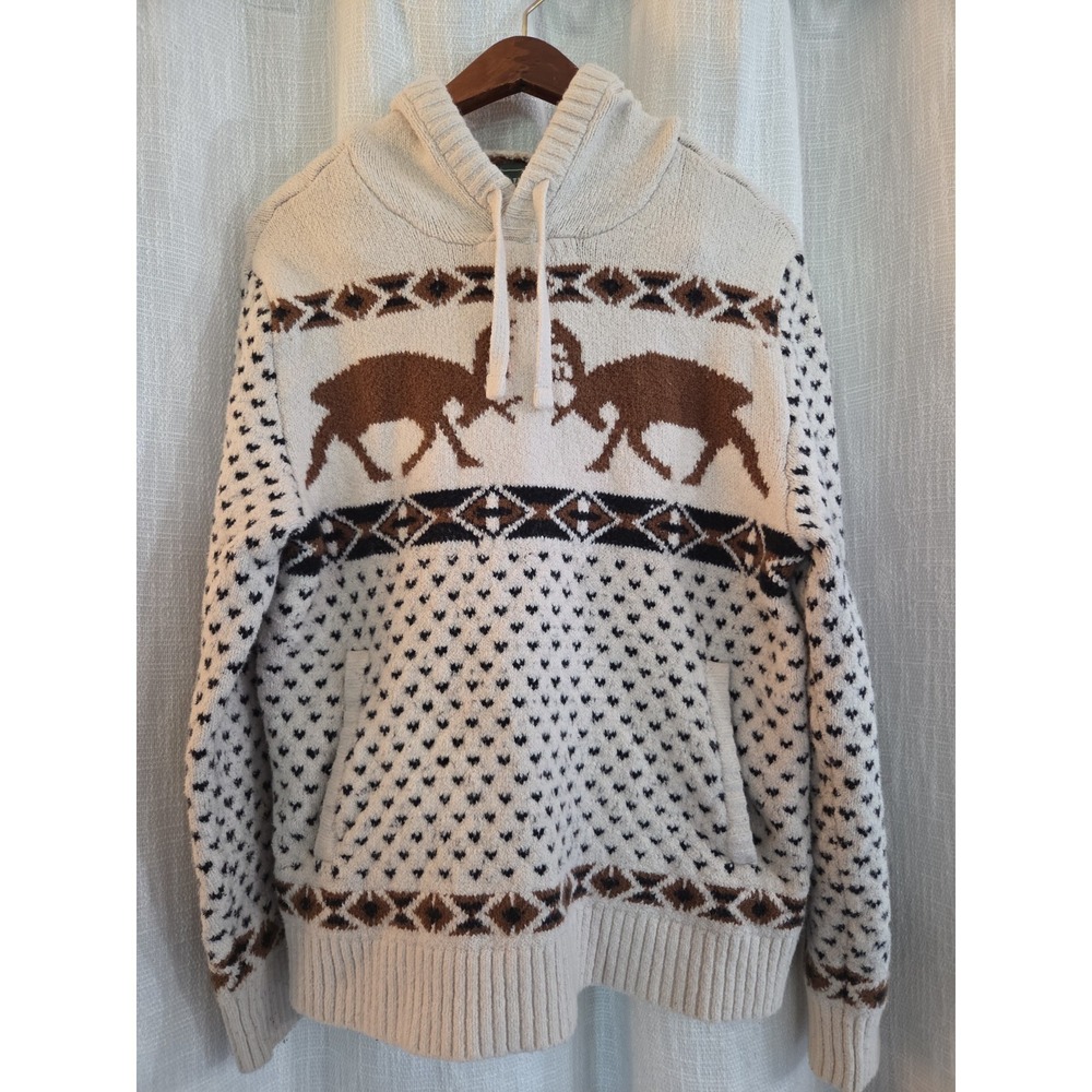 American Eagle Super Soft Elk Fair Isle Sweater Hoodie Men's Medium Pullover